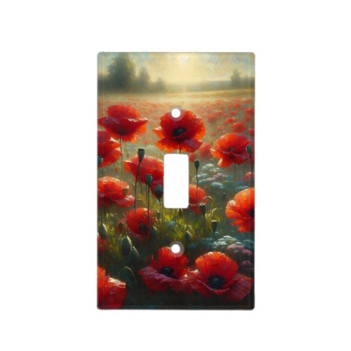 Pretty Poppy Field on a Summer Day Light Switch Cover