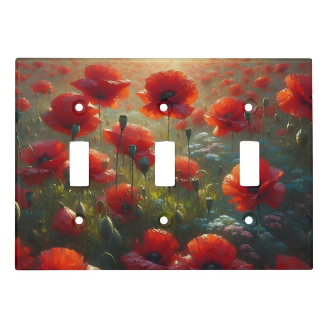 Pretty Poppy Field on a Summer Day Light Switch Cover (Front)