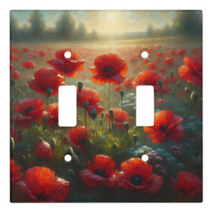 Pretty Poppy Field on a Summer Day Light Switch Cover