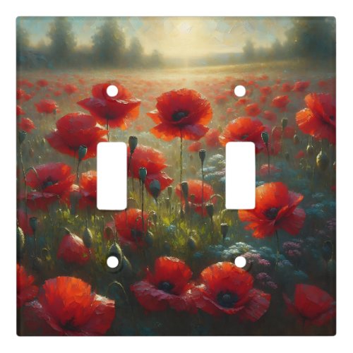 Pretty Poppy Field on a Summer Day Light Switch Cover