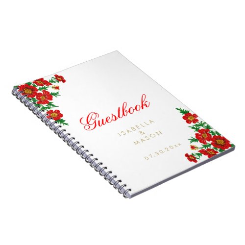 Pretty Poppy Red Flowers _ Guestbook Notebook