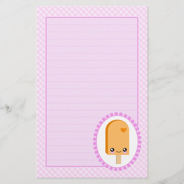 Pretty Popsicles Orange Fruit Kawaii Stationery (Front)