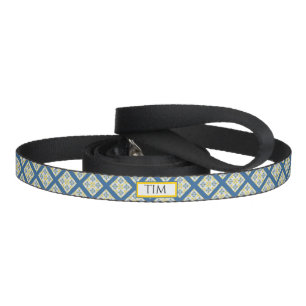 Pretty portuguese tiles in blu and yellow pet leash