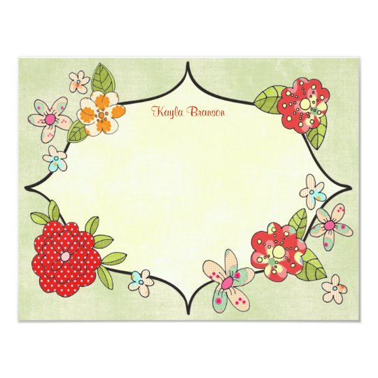 Pretty Posies Personalized Note Cards Cherry