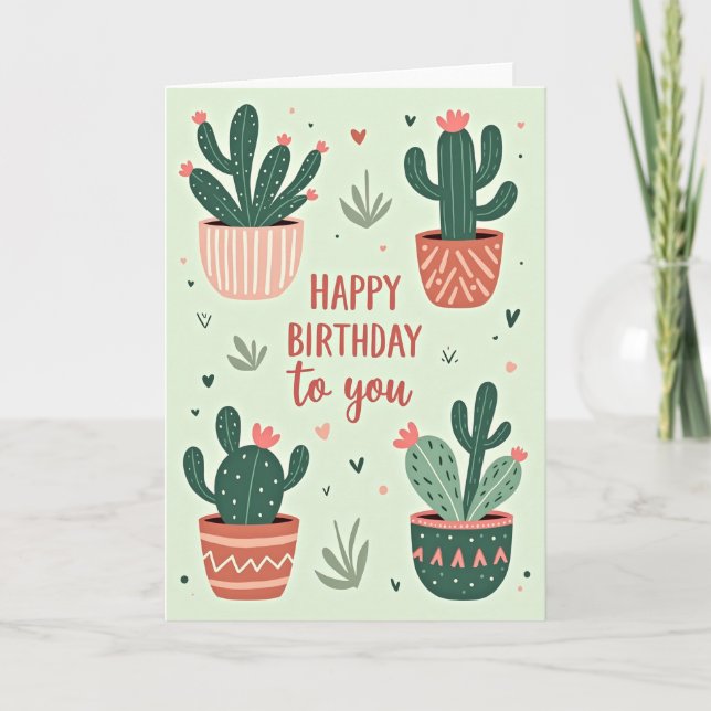 Pretty Potted Birthday Card (Front)
