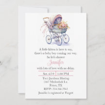 Pretty Pram Baby Shower Invitation