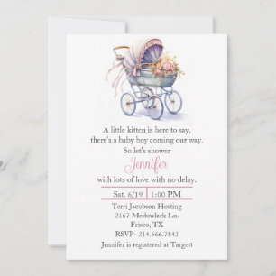 Pretty Pram Baby Shower Invitation