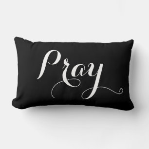 pretty PRAY in script lettering   Lumbar Pillow