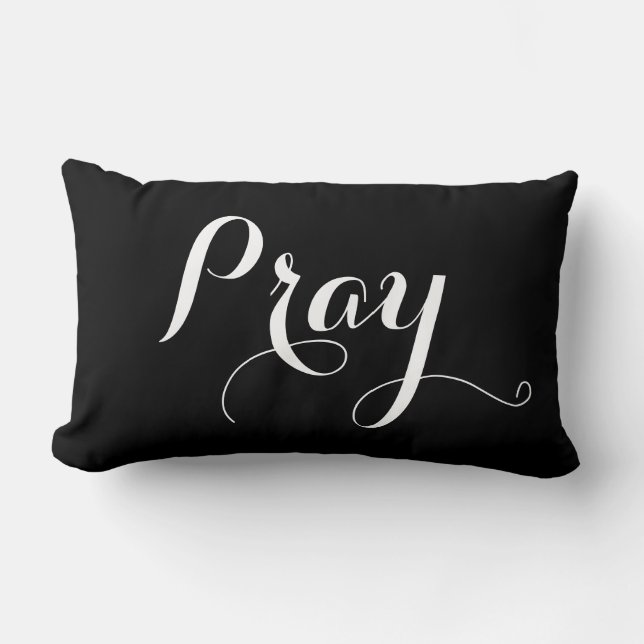pretty PRAY in script lettering | Lumbar Pillow (Front)