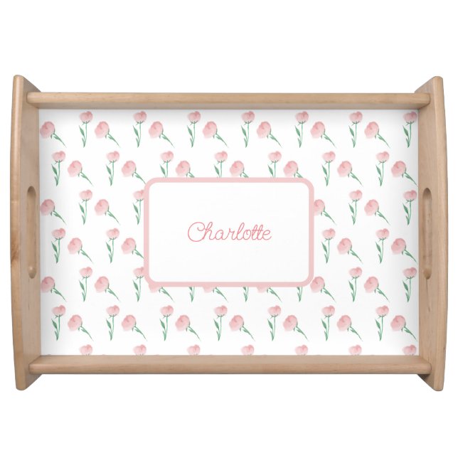 Pretty Preppy Peony Mug Gift for Mom Serving Tray (Front)