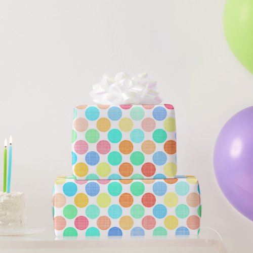 Pretty Preppy Summer Colors Polka Dots Pattern Wrapping Paper