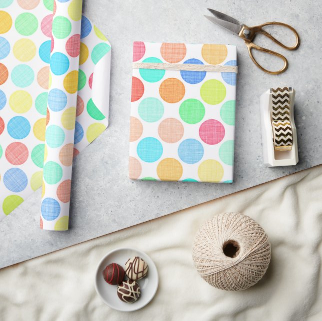 Pretty Preppy Summer Colors Polka Dots Pattern Wrapping Paper (Crafts)