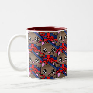Pretty Present Cat in Gift Box with Bowtie Two-Tone Coffee Mug