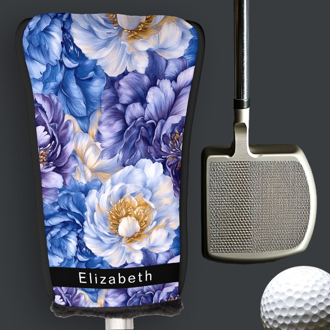 Pretty Pretty Blue Peony Personalized Golf Head Cover (Creator Uploaded)