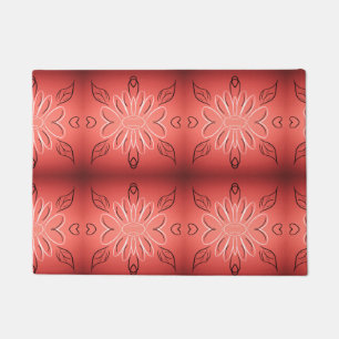 Pretty Pretty Coral Flowered Floor Mat