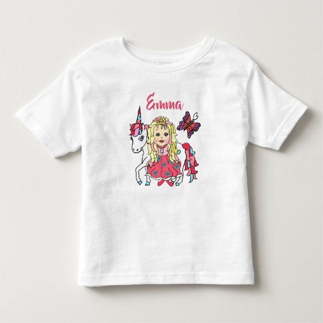 Pretty Princess and Unicorn Personalized Shirt (Front)
