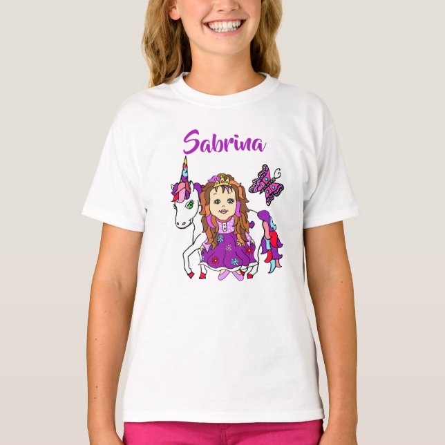 Pretty Princess and Unicorn Personalized Shirt (Front)