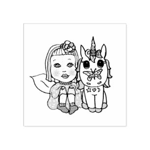 Pretty Princess and Unicorn Rubber Stamp