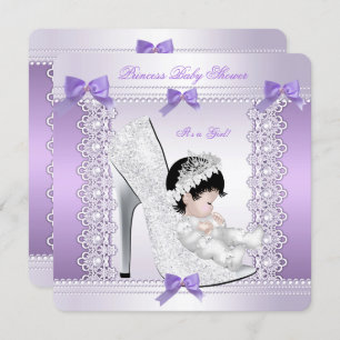Pretty Princess Baby Shower Cute Girl in Shoe 3 Invitation