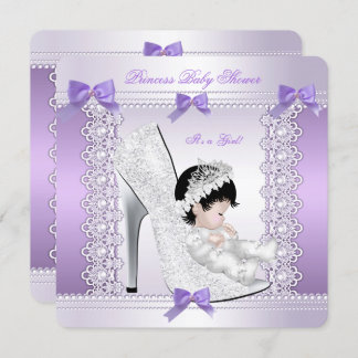 Pretty Princess Baby Shower Cute Girl in Shoe 3 Invitation