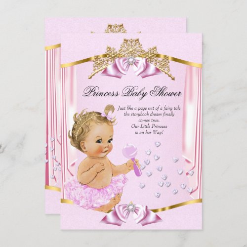 Pretty Princess Baby Shower Pink Gold Blonde Invitation