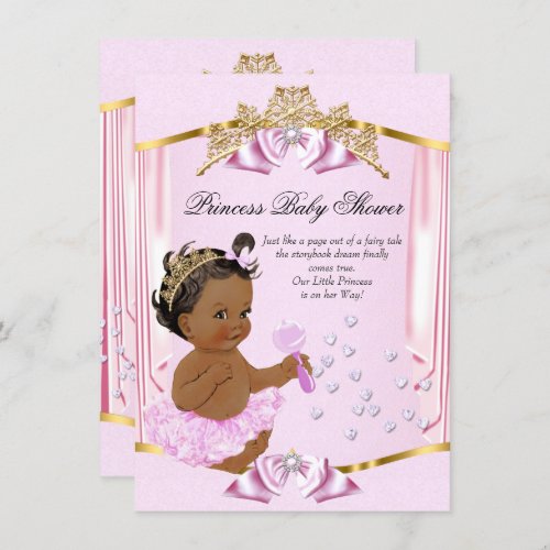 Pretty Princess Baby Shower Pink Gold Ethnic Invitation