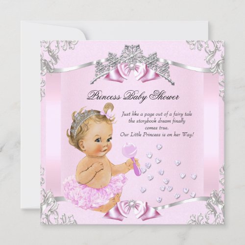 Pretty Princess Baby Shower Pink Tutu Blonde Invitation