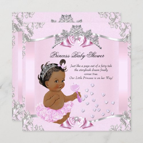 Pretty Princess Baby Shower Pink Tutu Ethnic Invitation