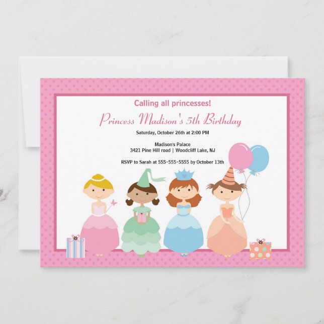 Pretty Princess Birthday Party Invitation (Front)