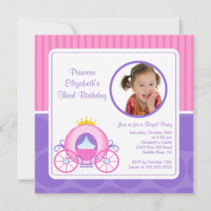 Download Pretty Princess Carriage Photo Birthday Invitation ...