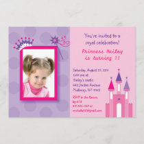 Pretty Princess Castle Photo Birthday Invitations