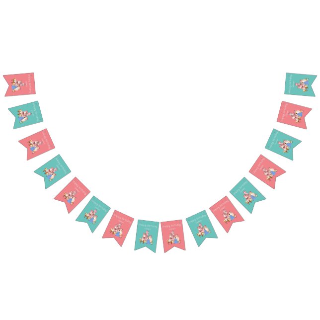 Pretty princess & castle with editable text  bunting flags (All)