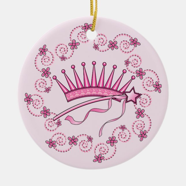 Pretty Princess Crown Ceramic Ornament (Front)