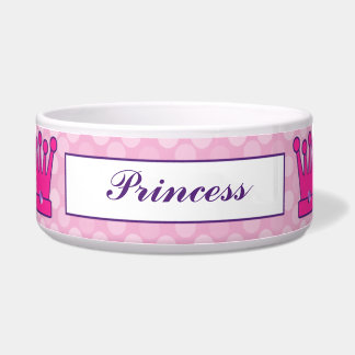 Pretty Princess Crown Personalized Dog Bowls