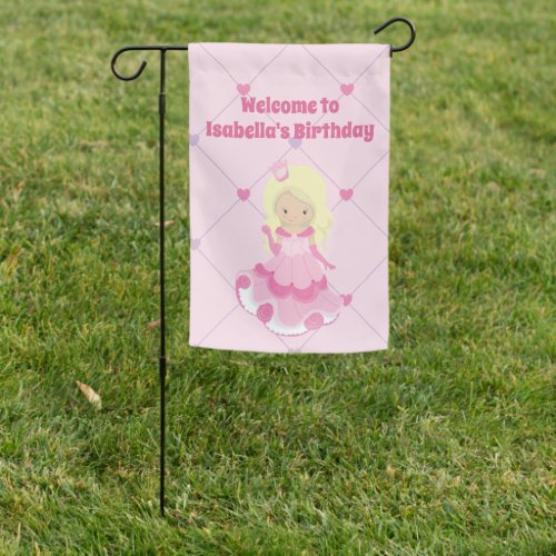 Pretty Princess Girl Custom Pink Birthday Party Garden Flag