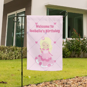Pretty Princess Girl Custom Pink Birthday Party Garden Flag