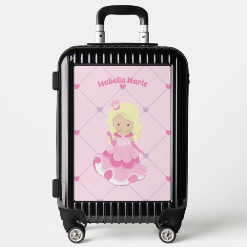 Pretty Princess Girl Pink Personalized Kids Luggage