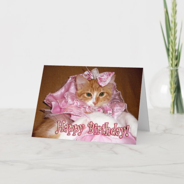 Pretty Princess Kitten - Happy Birthday! Card (Front)