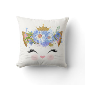 Pretty Princess Kitty Throw Pillow