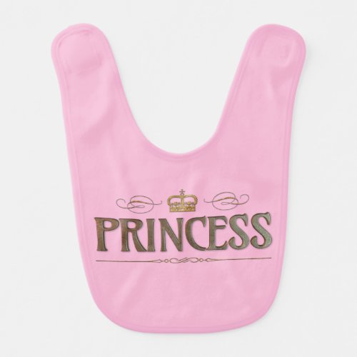 Pretty PRINCESS _ Medieval Royalty Crown Pink Baby Bib