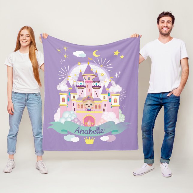 Pretty Princess Personalized Purple Fleece Blanket (In Situ)