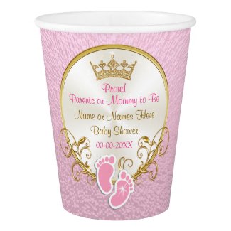 Pretty Princess Pink and Gold Baby Shower Cups