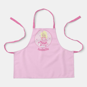 Pretty Princess Pink Blonde Girl Birthday Party Apron