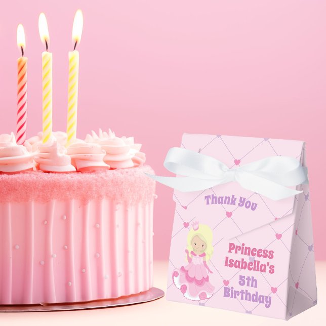 Pretty Princess Pink Blonde Girl Birthday Party Favor Boxes (Creator Uploaded)