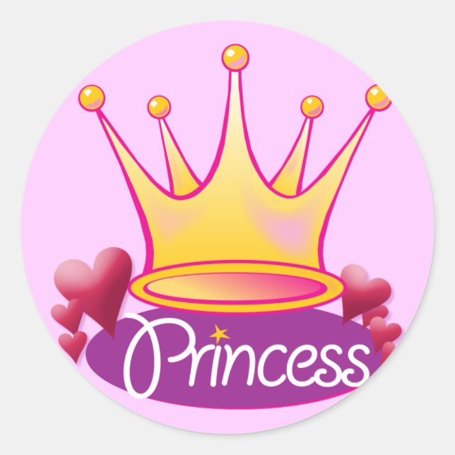 Pretty Princess Pink Classic Round Sticker (Front)