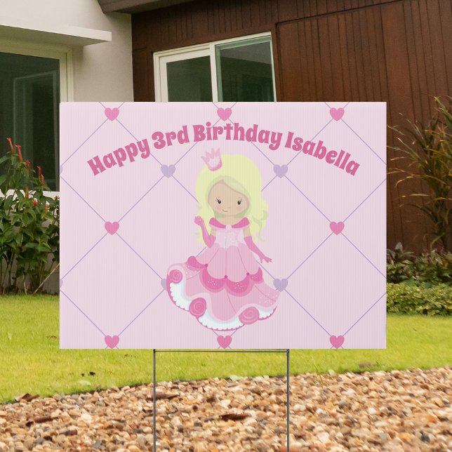 Pretty Princess Pink Custom Happy Birthday Yard Sign (Creator Uploaded)