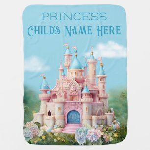 Pretty Princess Queen Pink Castle Floral Fairytale Baby Blanket