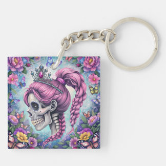 Pretty Princess Skull Acrylic Keychain