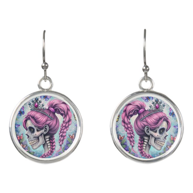 Pretty Princess Skull Earrings (Front)