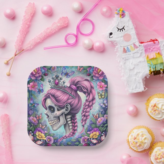 Pretty Princess Skull Paper Plates (Party)